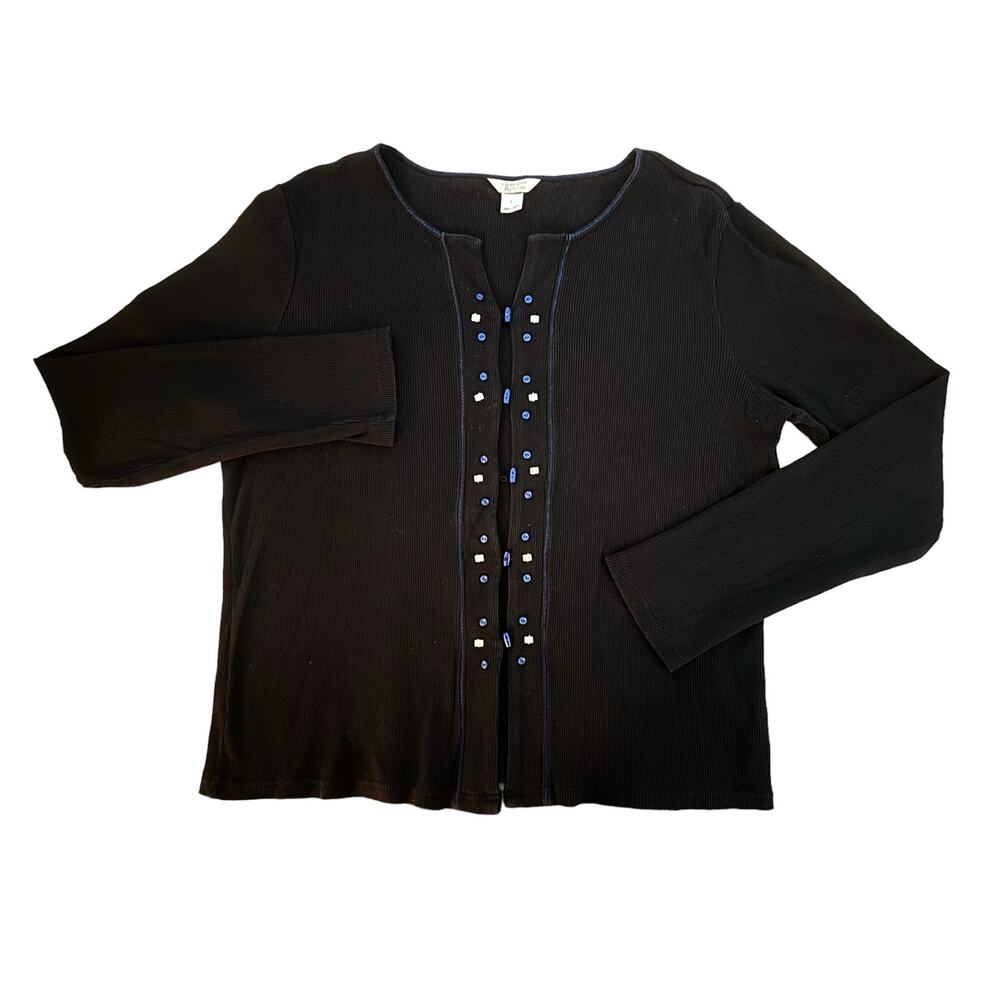 Christopher & Banks VINTAGE Navy Beaded Crew Neck Sweater Womens Size L